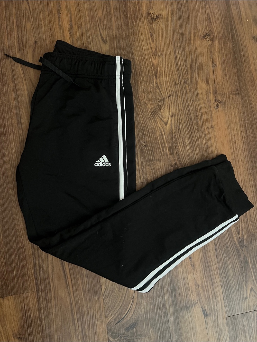 adidas Black Track Pants with White Side Stripes